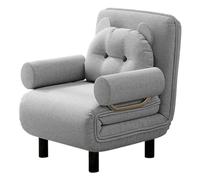 Fauteuil Lit Convertible Canapé 6 Positions Réglable Tissu Lin Coton Housse Lavable Cadre en Acier, Canapé-Lits Pliable pour Salon ou Bureau(Gray,80cm)