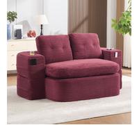 Fauteuil-lit en velours - Velours côtelé doux - Fonction 2-en-1 - Assise extra profonde - Dossier haut