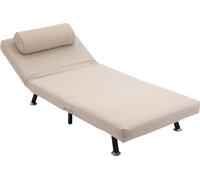 Fauteuil-lit, fauteuil pliant avec fonction lit, coussin de dossier, fauteuil relax pliable aspect lin, dossier réglable, supporte jusqu'à 150 kg, pour le salon, Beige