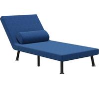 Fauteuil-lit, lit pliant avec fonction lit, coussin de dossier, Fauteuil relax pliant avec aspect lin, dossier réglable, 75 x 70 x 75 cm, bleu foncé