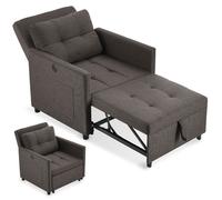 Fauteuil-lit - TECTAKE - Fauteuil-lit convertible 3-en-1 TOYAMA, dossier réglable en 6 positions - Gris foncé