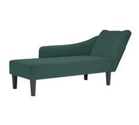 vidaXL Fauteuil long velours avec accoudoir droit vert foncé