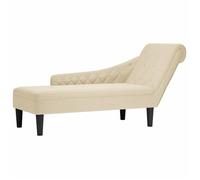 vidaXL Fauteuil long avec coussin et accoudoir droit en tissu crème