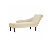 Fauteuil long avec coussin et accoudoir droit crème tissu