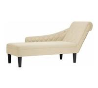 vidaXL Fauteuil long avec coussin et accoudoir droit en tissu crème