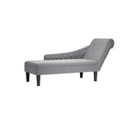 vidaXL Fauteuil long rembourré avec coussin et accoudoir droit, tissu gris clair