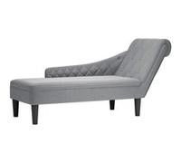 vidaXL Fauteuil long rembourré avec coussin et accoudoir droit, tissu gris clair