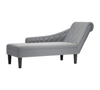 vidaXL Fauteuil long rembourré avec coussin et accoudoir droit, tissu gris clair