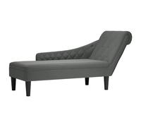 Fauteuil long avec coussin et accoudoir droit gris foncé tissu fauteuil vidaXL