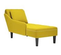 Fauteuil long avec coussin et accoudoir droit jaune velours