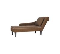 Fauteuil long avec coussin et accoudoir droit marron similicuir