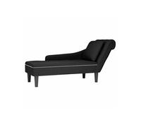 vidaXL Fauteuil long avec coussin et accoudoir droit – Velours noir – Rembourré