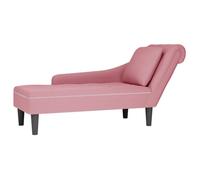 Fauteuil long avec coussin et accoudoir droit rose velours