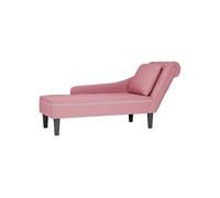 vidaXL Fauteuil long en velours rose avec coussin et accoudoir droit