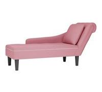 Fauteuil long avec coussin et accoudoir droit rose velours Rose G
