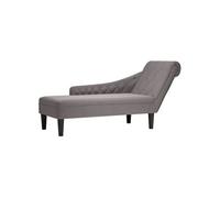 Fauteuil long avec coussin et accoudoir droit taupe tissu