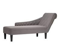vidaXL Fauteuil long avec coussin et accoudoir droit, tissu taupe