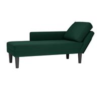 Fauteuil long et coussin et accoudoir droit vert foncé velours
