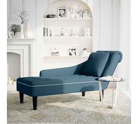 Vidaxl Fauteuil Long Avec Coussin Et Accoudoir Droit Bleu Velours Multicolore