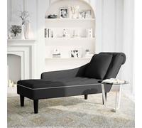 vidaXL Fauteuil long velours avec coussin et accoudoir droit gris foncé