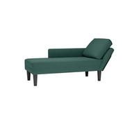 Fauteuil long et coussin et accoudoir droit vert foncé velours