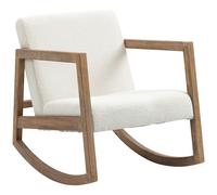 Fauteuil Lounge À Bascule Bois Hévéa Effet Peau De Mouton Polyester Beige