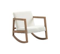 HOMCOM Fauteuil à Bascule Rocking Chair Design Tissu Effet Laine bouclée Style Vintage Base en Bois - Blanc crème