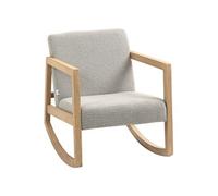 HOMCOM Fauteuil à Bascule Fauteuil Allaitement Rocking Chair en Tissu Effet Laine bouclée avec Pieds en Bois Massif d'hévéa, Chaise à Bascule pour Chambre, Salon - 60 x 81 x 71 cm Gris