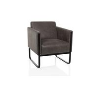 Fauteuil lounge Aruba Retro Structure noire Simili cuir 1 place gris