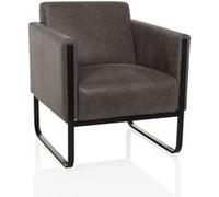 Fauteuil lounge Aruba Retro Structure noire Simili cuir 1 place gris