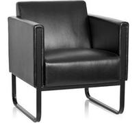 Fauteuil lounge BALI BLACK châssis noir simili cuir lisse 1 place noir