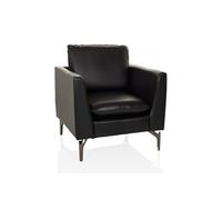 HJH Office - Fauteuil lounge 1 place BAVERO - Similicuir, relax rembourré - Noir