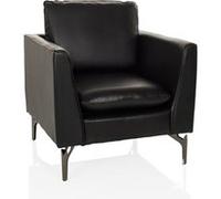 HJH Office - Fauteuil lounge 1 place BAVERO - Similicuir, relax rembourré - Noir