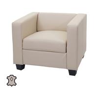 Fauteuil lounge chair Lille Cuir, crème
