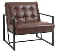 HomCom Fauteuil lounge Chesterfield capitonnés métal noir revêtement synthétique chocolat 75x81x78