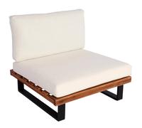 Fauteuil Lounge De Jardin En Bois D'acacia Marron Et Aluminium Coussin Blanc Crème 04_0006848 Multicolore