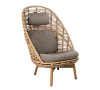 Fauteuil lounge de jardin Hive dossier haut seat shell Cane-line Weave/ teak base