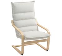 Fauteuil Lounge De Salon Bois De Bouleau Tissu Matelassé Beige Beige