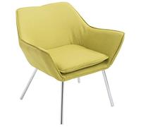 Fauteuil Lounge Design Caracas Tissu I Chaise Confortable Assise et Dossier rembourrés Accoudoir I Fauteuil de Salon Piètement en Métal, Couleur:Vert