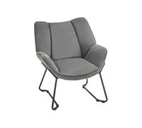 Fauteuil lounge design contemporain - dossier incliné, assise accoudoirs enveloppants - acier noir tissu gris