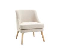 HomCom Fauteuil lounge scandinave Pieds effilés bois hévéa Tissu polyester aspect lin beige
