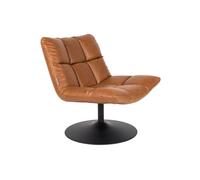 Fauteuil lounge en cuir PU marron, coque en contreplaqué, assise rembourrée, style 70s - Dutchbone, Doulton - 66x81x78 cm
