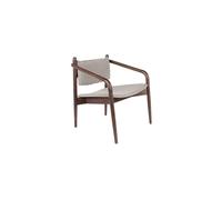 Fauteuil lounge en tissu beige, structure hévéa massif, dossier acacia laqué, assise mousse dense, fixe, uni - Dutchbone, Torrance - 64x67x70 cm