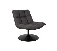 Fauteuil lounge en tissu gris foncé, pivotant, assise épaisse, style 70s - Dutchbone, Feston - 66x81x78 cm