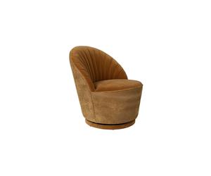 Fauteuil lounge en velours marron whisky, uni, pivotant - Dutchbone, Whisky - 67x76x78 cm