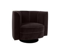 Fauteuil lounge en velours noir, pivotant, assise enveloppante, uni - Dutchbone, Fleur - 86x74x76 cm
