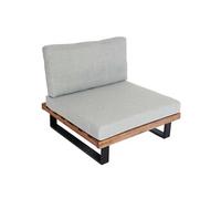 Fauteuil lounge HWC-H54 bois acacia marron clair rembourrage gris clair