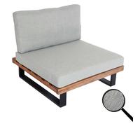 Fauteuil Lounge HWC-H54, Fauteuil de jardin, Spun Poly Acacia bois FSC®- aluminium ~ marron clair, rembourrage gris clair