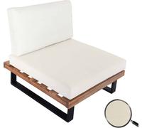 Fauteuil Lounge HWC-H54, Fauteuil de jardin, Spun Poly Acacia bois certifié MVG aluminium ~ marron clair, rembourrage blanc crème