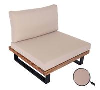 Fauteuil Lounge HWC-H54, Fauteuil de jardin, Spun Poly Acacia bois FSC®- aluminium ~ marron clair, rembourrage beige